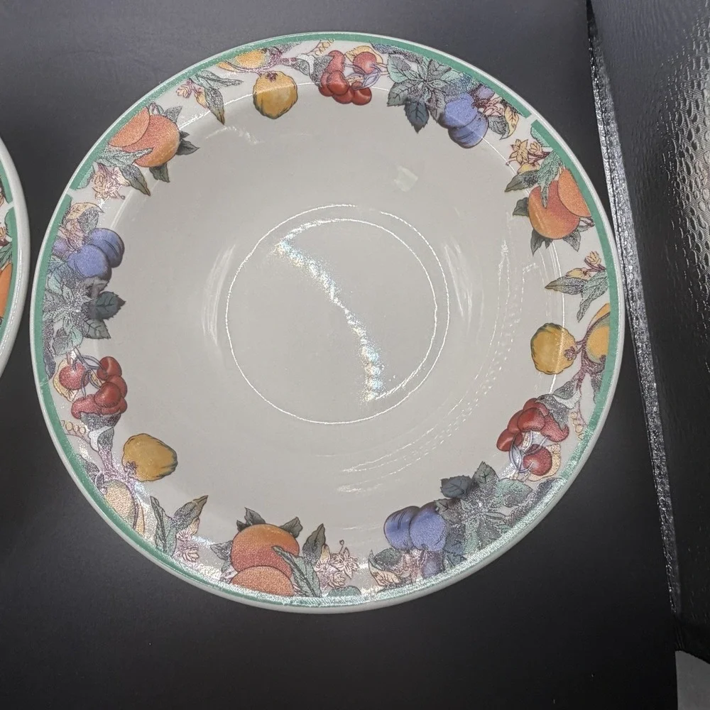 Maplehill Harvest Fruit Stoneware Cereal/salad Bowls Set/4 Vintage